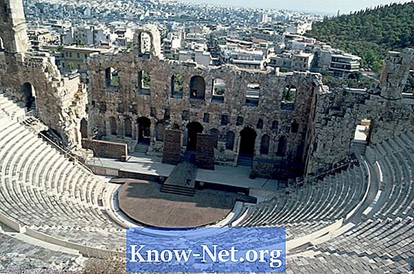 Hvilken slags scenarie blev brugt i det antikke græske teater?